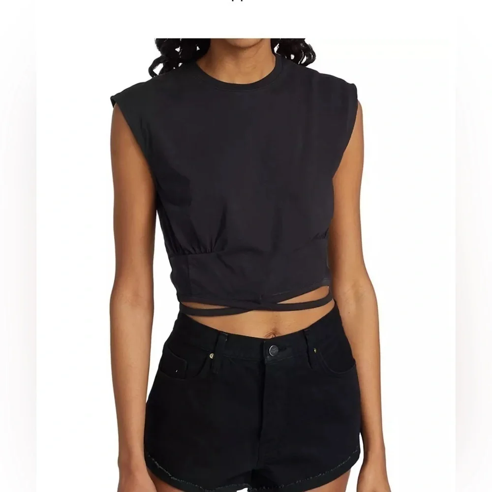 Frame Tie-Waist Cropped Muscle Tee Size XS - Picture 6 of 7